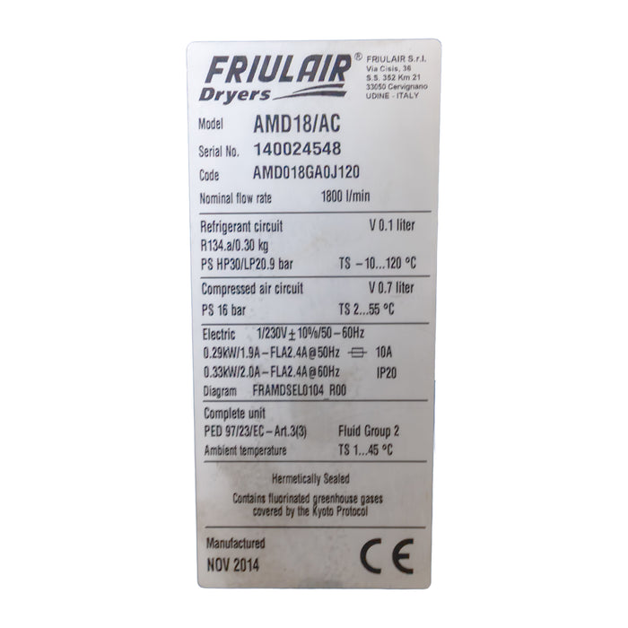 Friulair AMD18/AC Refrigerated Air Dryer